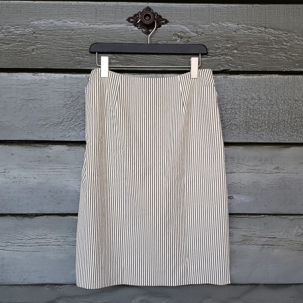 ETCETERA Railroad Hickory Striped Pencil Skirt sz 10 Women's Business Casual - Picture 1 of 5